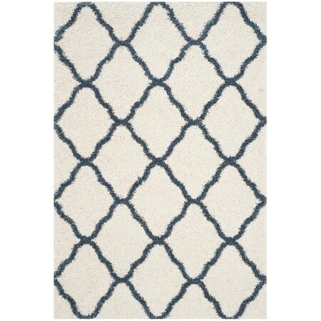 Flowers First 5 ft. 1 in. x 7 ft. 6 in. Hudson Shag Power Loomed Rug, Ivory & Slate Blue - Medium Rectangle FL1881780